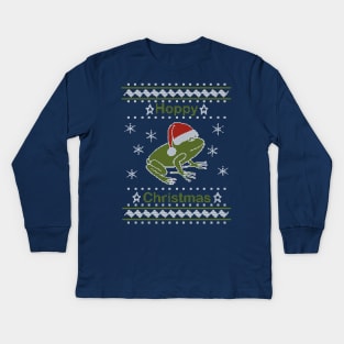 Hoppy Christmas Frog Ugly Sweater Kids Long Sleeve T-Shirt